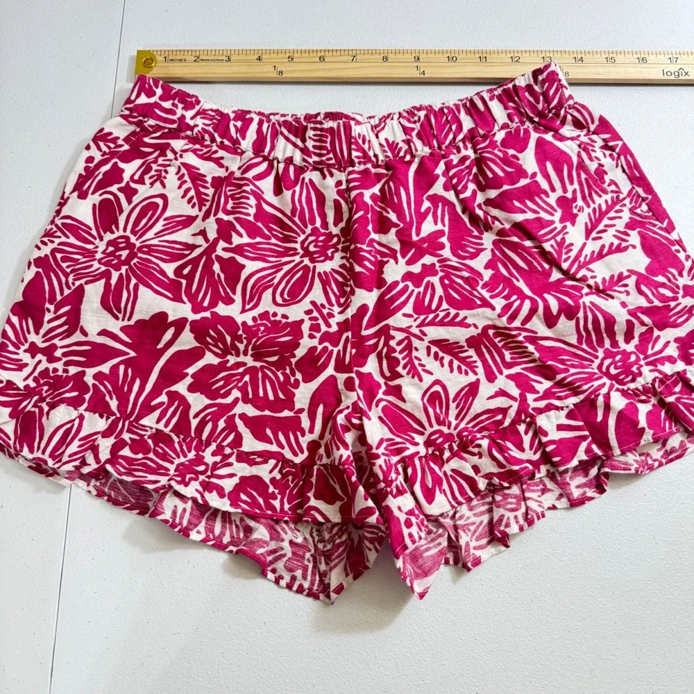 J.Crew Crewcuts Girls‎ Pink Floral Ruffle Linen Cotton shorty Shorts 16 Everyday